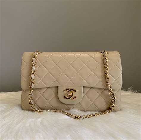 chanel classic flap black or beige|Chanel vintage full flap.